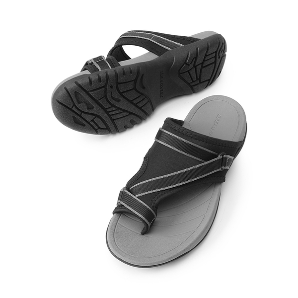 Beach Thong Slide Sandals - BLACK - 5