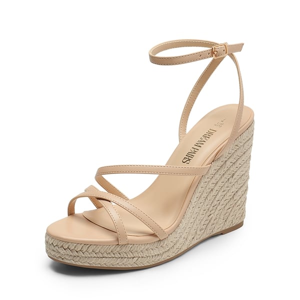 Espadrille Strappy Platform Sandals - NUDE -  0