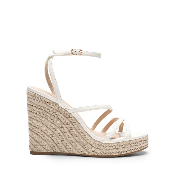 Espadrille Strappy Platform Sandals - WHITE - 3