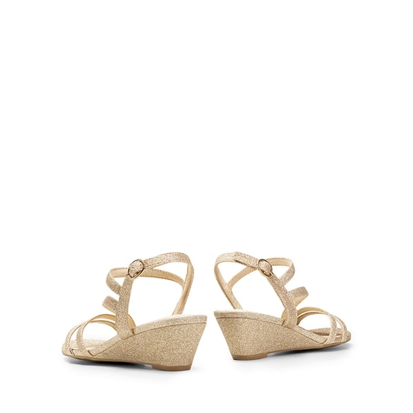 Strappy Wrapped Wedge Sandals - GOLD-GLITTER - 3