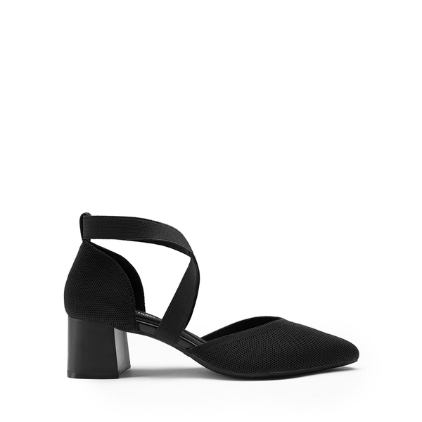 Pointed Toe Criss Cross Pumps - BLACK-ECO - 3