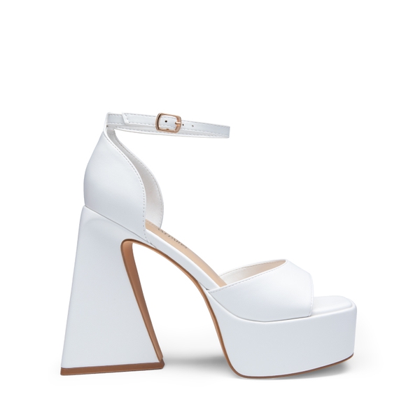 Chunky Ankle-Strap Platform Heel Sandals - WHITE-PU - 3