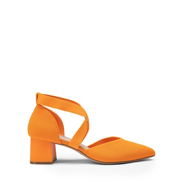 Pointed Toe Criss Cross Pumps - ORANGE-ECO - 3