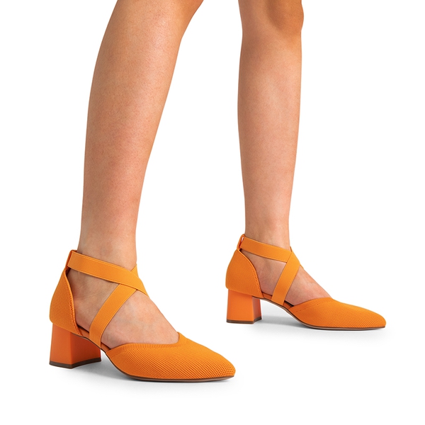 Pointed Toe Criss Cross Pumps - ORANGE-ECO - 2