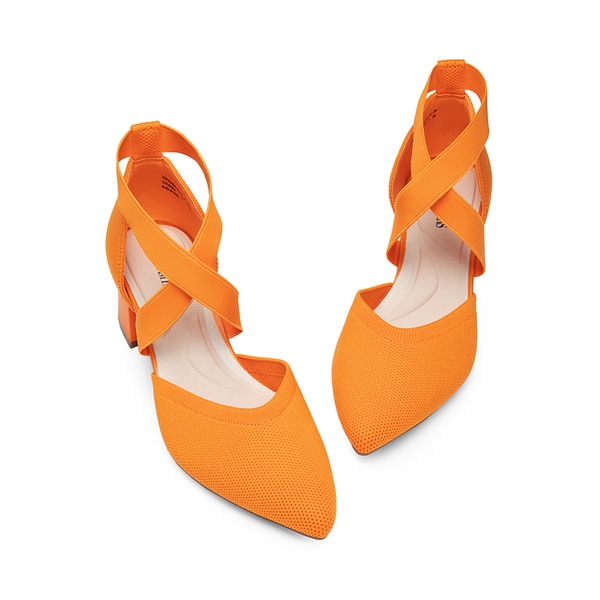 Pointed Toe Criss Cross Pumps - ORANGE-ECO - 6