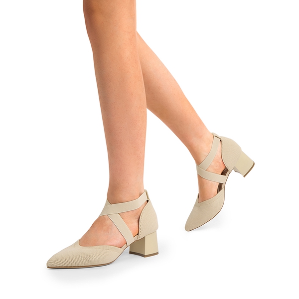 Pointed Toe Criss Cross Pumps - APRICOT-ECO - 1