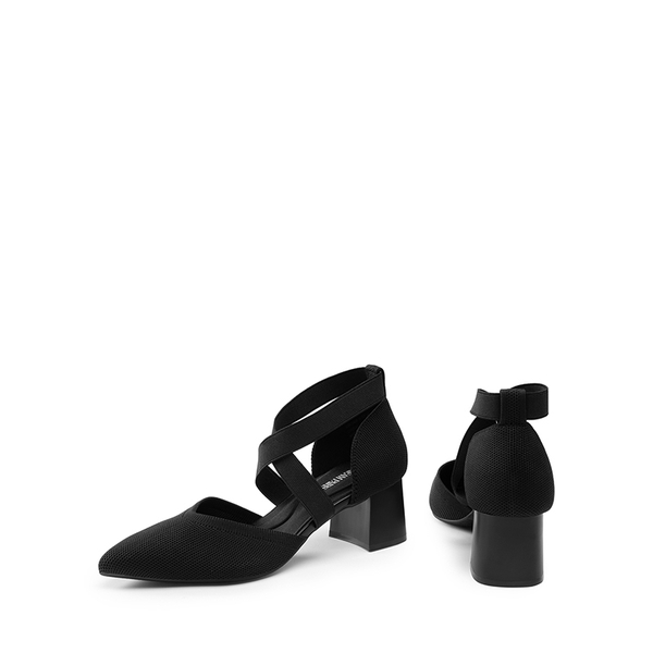 Pointed Toe Criss Cross Pumps - BLACK-ECO - 5