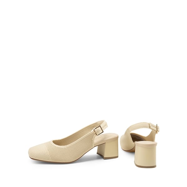 Slingback Knitted Square Toe Pumps - APRICOT - 5