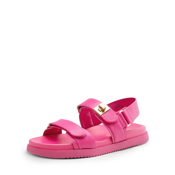 Hook And Loop Straps Flat Sandals - HOT PINK -  0