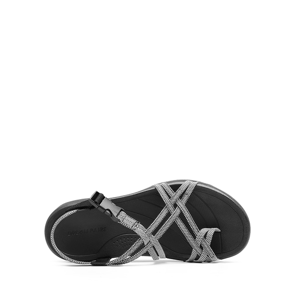Arch Support Elastic Strap Athletic Sandals - BLACK WHITE - 4