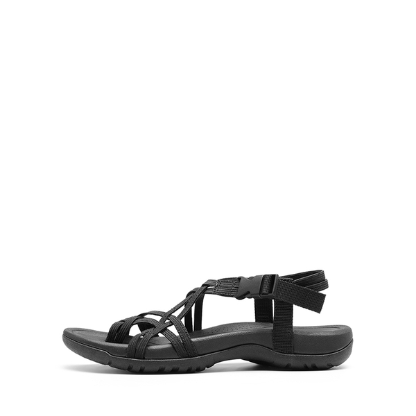 Arch Support Elastic Strap Athletic Sandals - ALL BLACK - 3