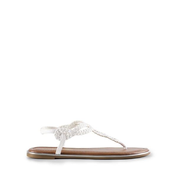 Comfortable T-Strap Thong Flat Sandals - WHITE - 3