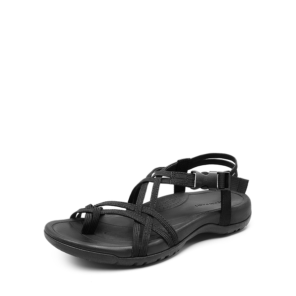 Arch Support Elastic Strap Athletic Sandals - ALL BLACK -  0