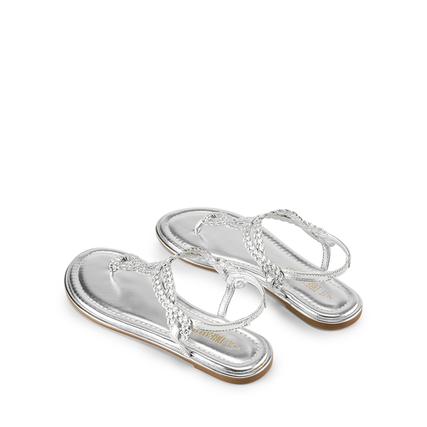 Comfortable T-Strap Thong Flat Sandals - SILVER - 5