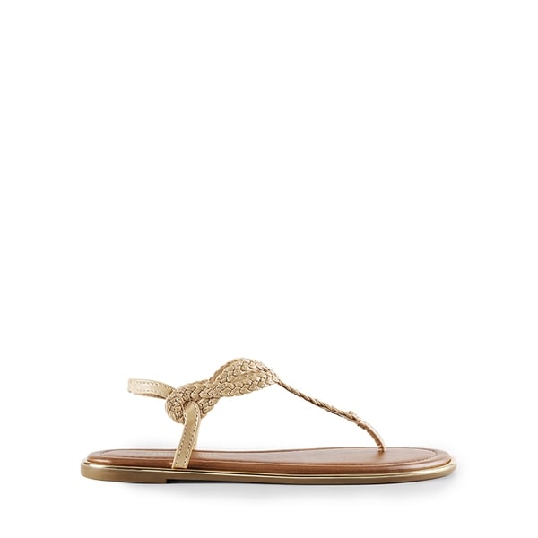 Comfortable T-Strap Thong Flat Sandals - NUDE - 3