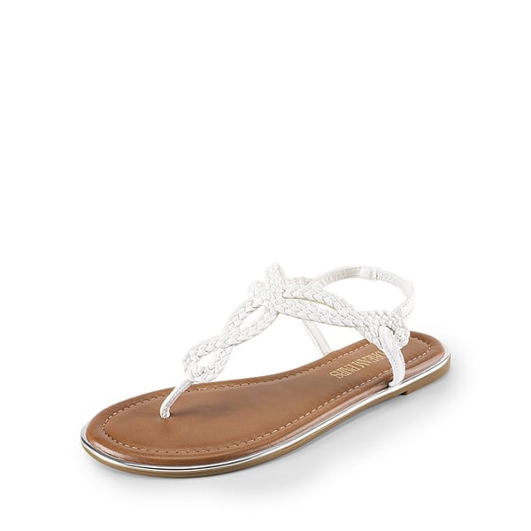 Comfortable T-Strap Thong Flat Sandals - WHITE -  0