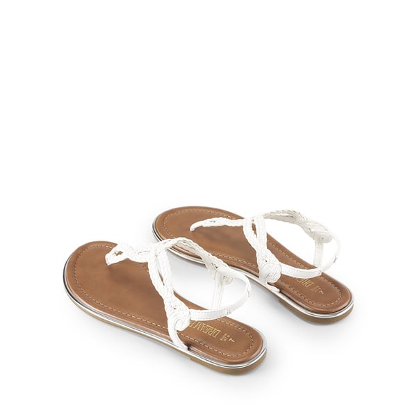Comfortable T-Strap Thong Flat Sandals - WHITE - 5