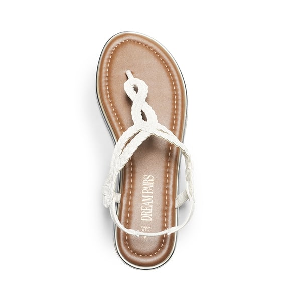 Comfortable T-Strap Thong Flat Sandals - WHITE - 4