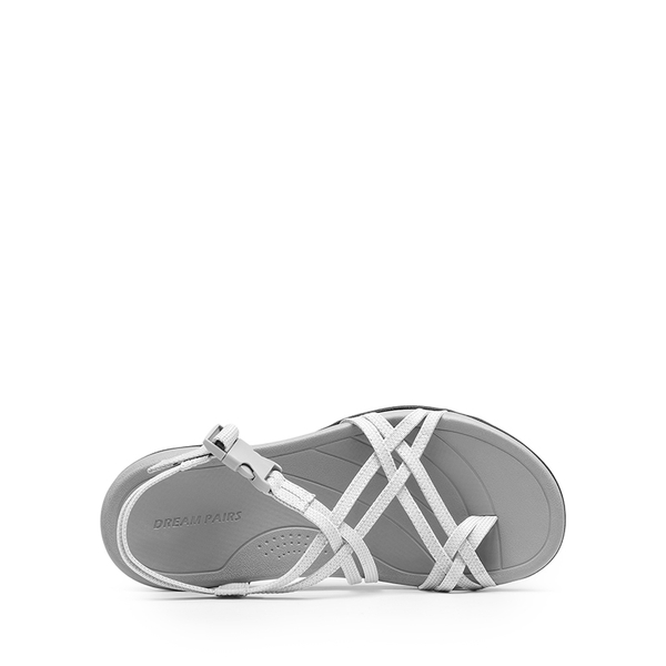 Arch Support Elastic Strap Athletic Sandals - LIGHT GREY - 4