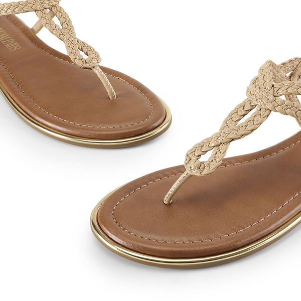 Comfortable T-Strap Thong Flat Sandals - NUDE - 6