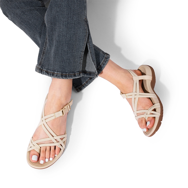 Arch Support Elastic Strap Athletic Sandals - NUDE - 2