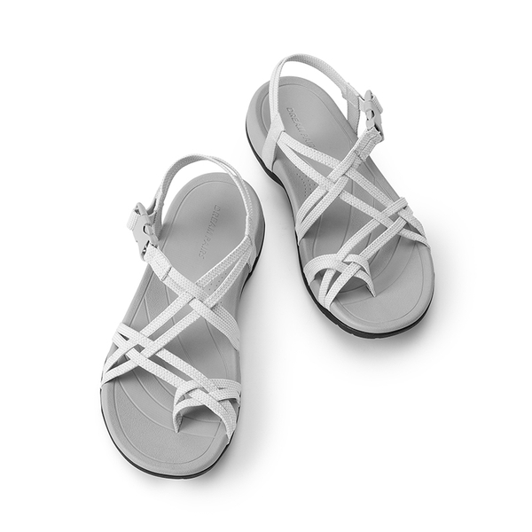Arch Support Elastic Strap Athletic Sandals - LIGHT GREY - 6