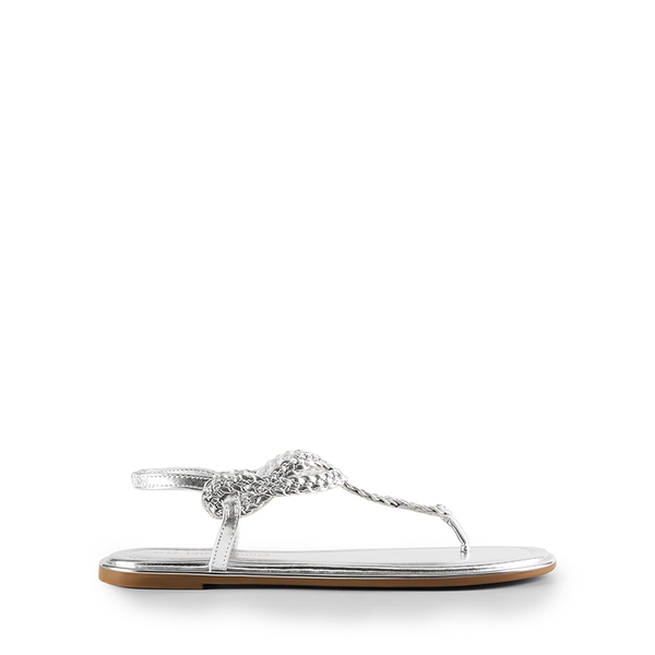 Comfortable T-Strap Thong Flat Sandals - SILVER - 3
