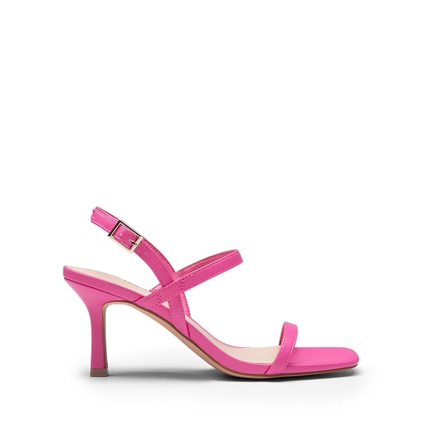 Ankle Strap Square-Toe Strappy Sandals - HOT PINK - 3