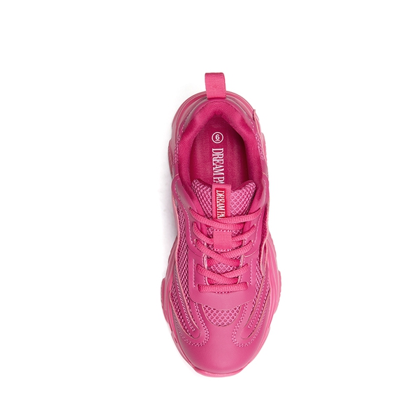 [Jaxon] Platform Lace Up Fashion Sneakers - HOT PINK - 5