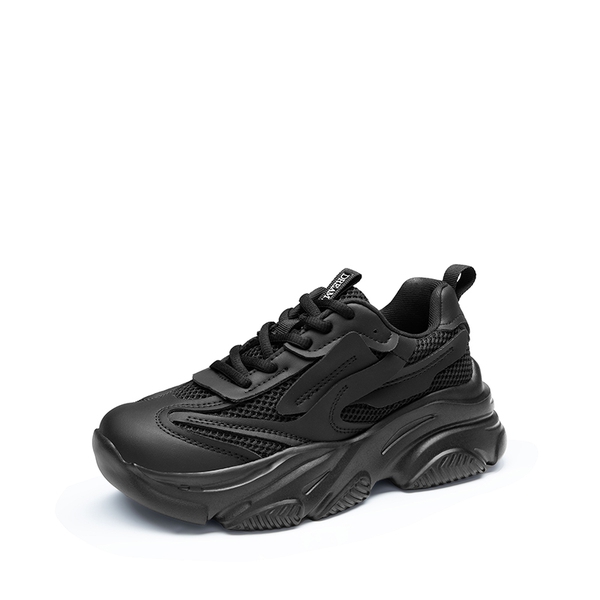 [Jaxon] Platform Lace Up Fashion Sneakers - BLACK -  0