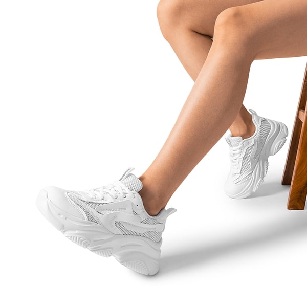 [Jaxon] Platform Lace Up Fashion Sneakers - WHITE - 2