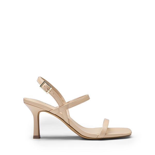 Ankle Strap Square-Toe Strappy Sandals - NUDE - 3