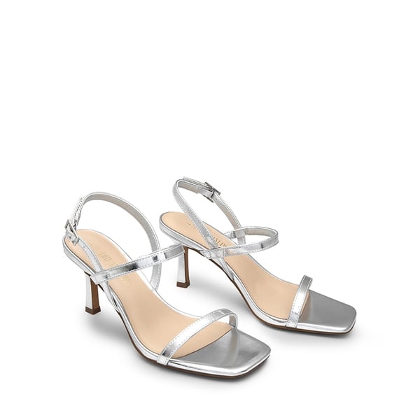 Ankle Strap Square-Toe Strappy Sandals - SILVER - 3