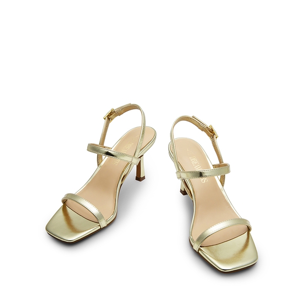 Ankle Strap Square-Toe Strappy Sandals - GOLD - 6