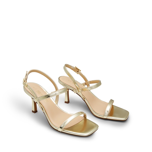 Ankle Strap Square-Toe Strappy Sandals - GOLD - 4