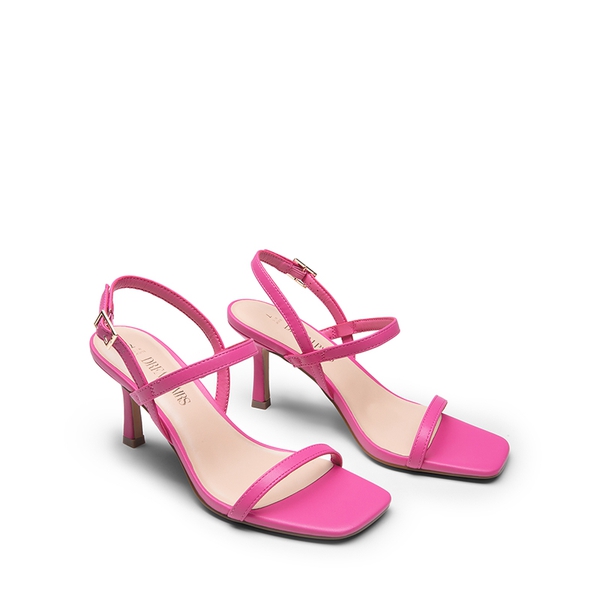 Ankle Strap Square-Toe Strappy Sandals - HOT PINK - 4