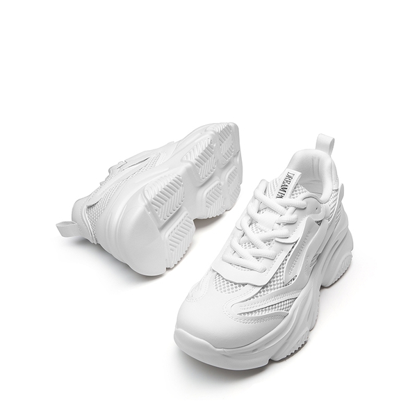 [Jaxon] Platform Lace Up Fashion Sneakers - WHITE - 6