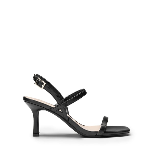 Ankle Strap Square-Toe Strappy Sandals - BLACK - 3