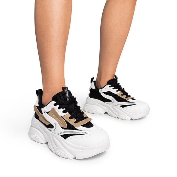 [Jaxon] Platform Lace Up Fashion Sneakers - BLACK/TAN - 1