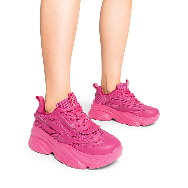 [Jaxon] Platform Lace Up Fashion Sneakers - HOT PINK - 1