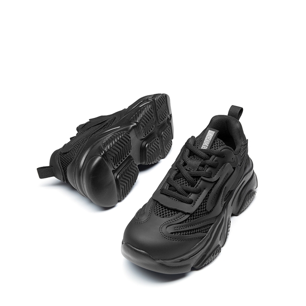 [Jaxon] Platform Lace Up Fashion Sneakers - BLACK - 6