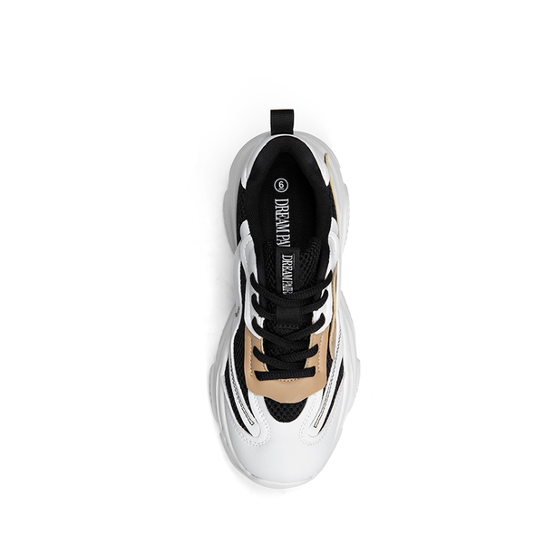 [Jaxon] Platform Lace Up Fashion Sneakers - BLACK/TAN - 5