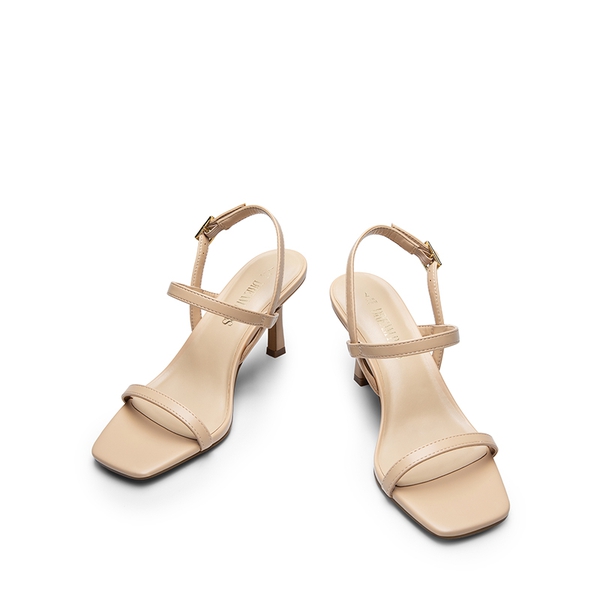 Ankle Strap Square-Toe Strappy Sandals - NUDE - 6