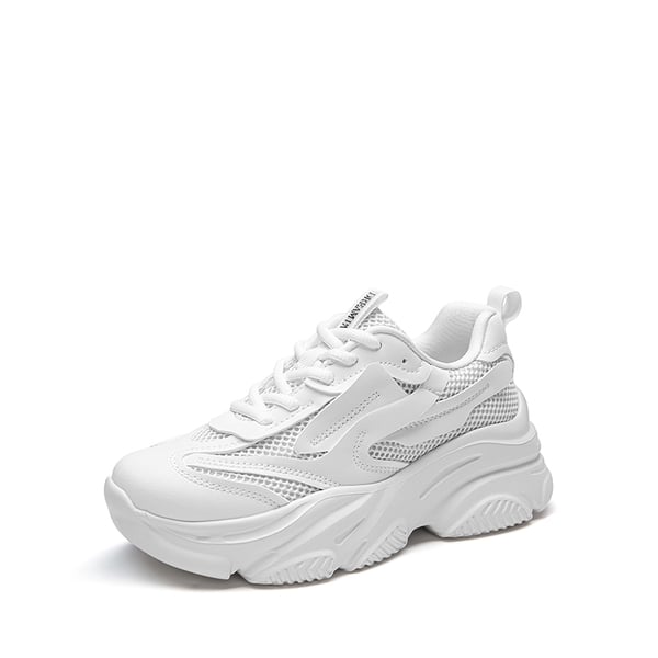 [Jaxon] Platform Lace Up Fashion Sneakers - WHITE -  0