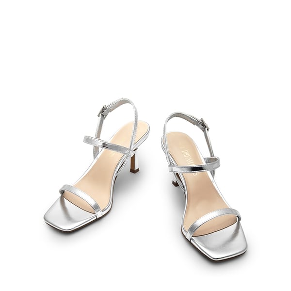 Ankle Strap Square-Toe Strappy Sandals - SILVER - 5