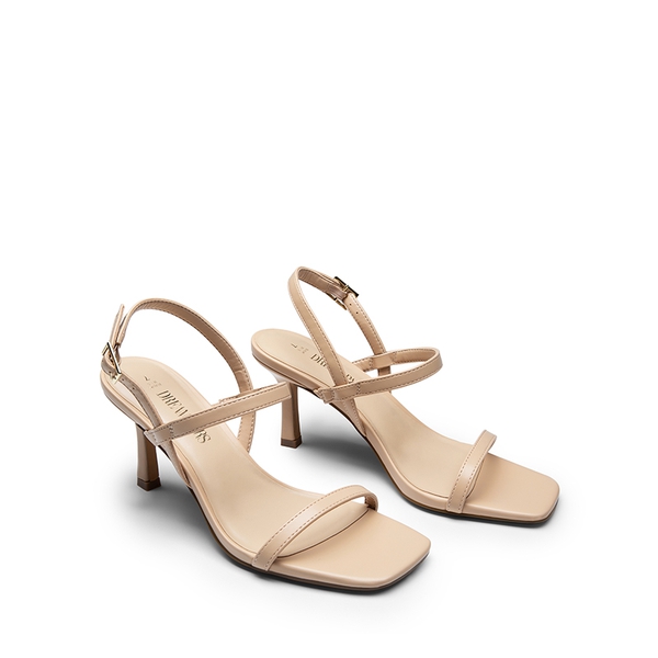 Ankle Strap Square-Toe Strappy Sandals - NUDE - 4