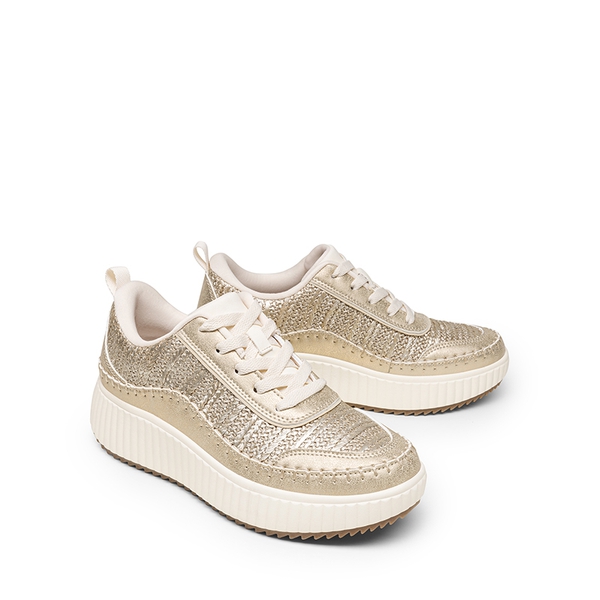 [Arch] Tweed-Effect Platform Fashion Sneakers - GOLD - 5