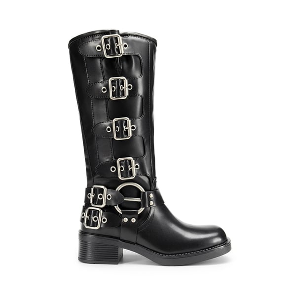 Square Toe Motorcycle Boots - BLACK - 3
