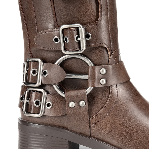 Square Toe Motorcycle Boots - TAN - 5