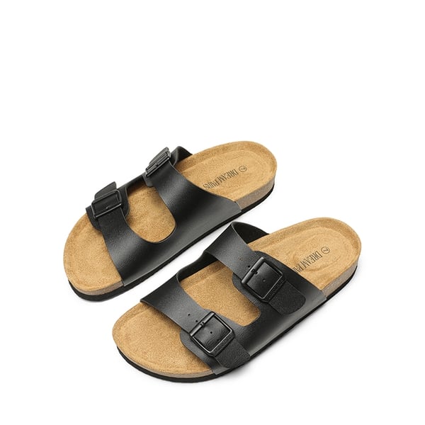 Lightweight Cushioned Slide Sandals - BLACK - 3